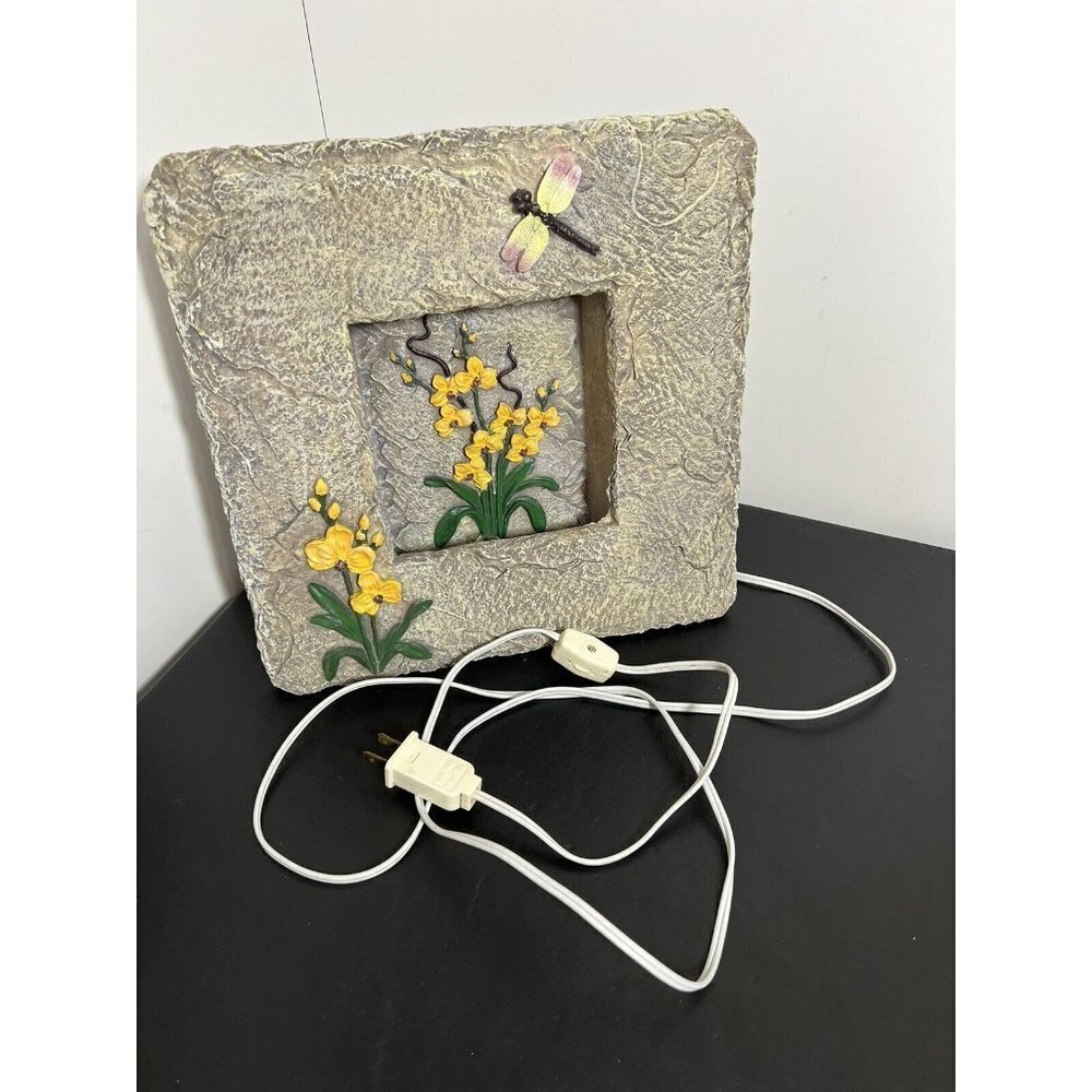 Vintage Slate Decorative Night Wall Lamp Standing Floral Butterfly Design 11” - Picture 10 of 12